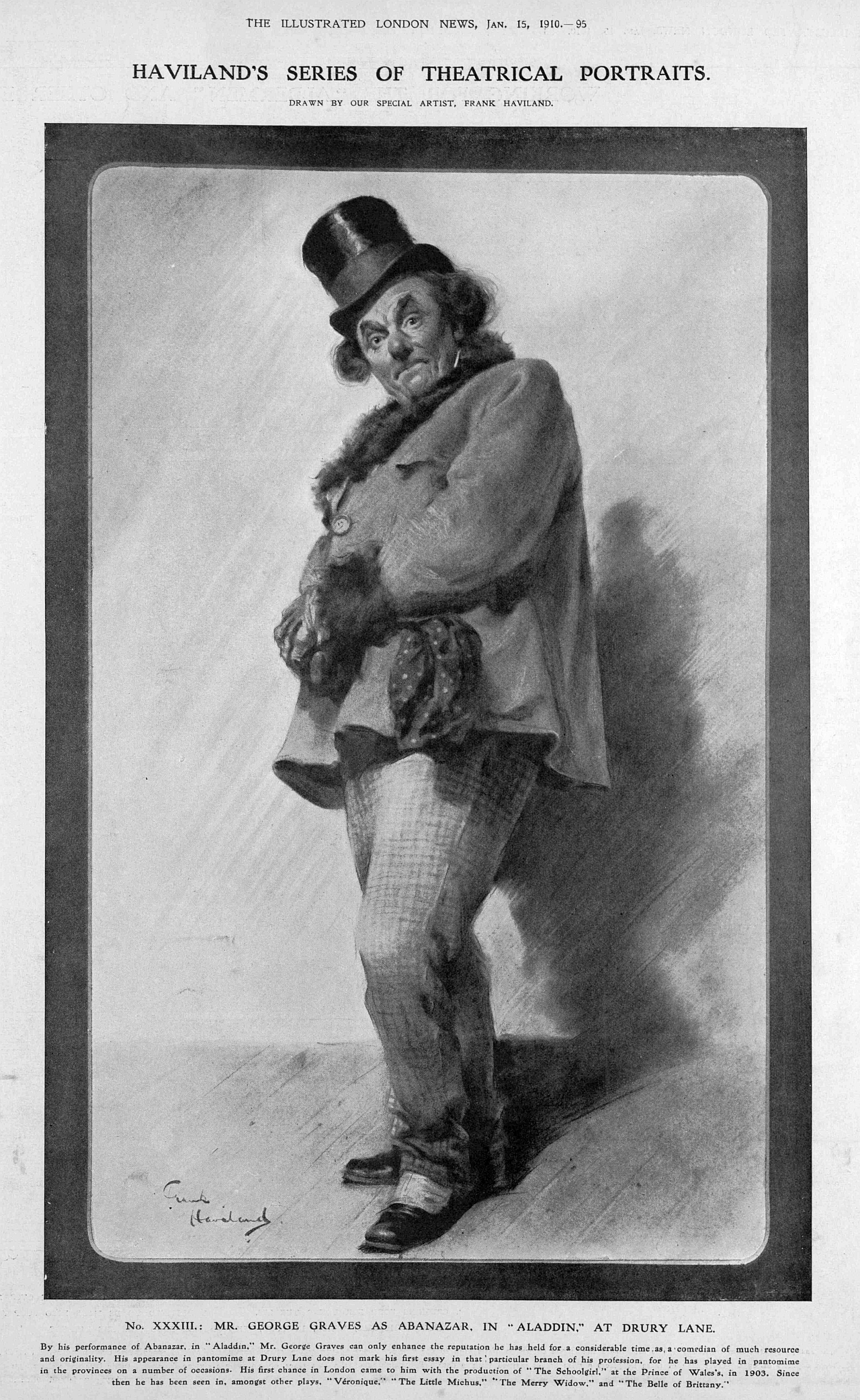 1910 havillands george graves in panto